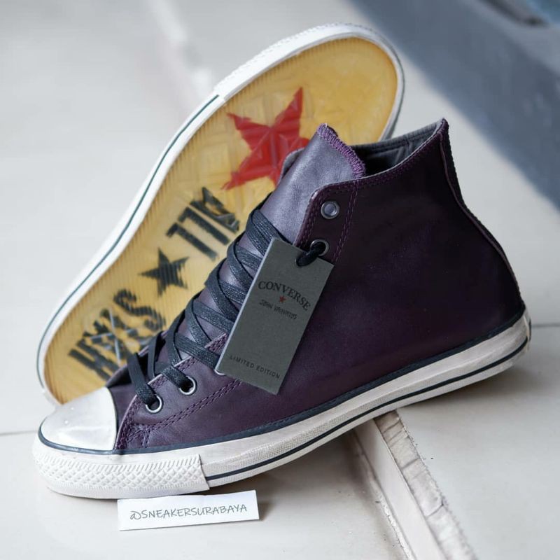 CONVERSE X JOHN cheapest VARVATOS LEATHER HITOP DARK PURPLE SIZE 10 MEN 39735C