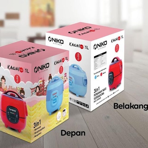 Jual Rice Cooker Mini 1 Liter KAWAI NIKO warna biru design handal yang moderen dengan pot panci