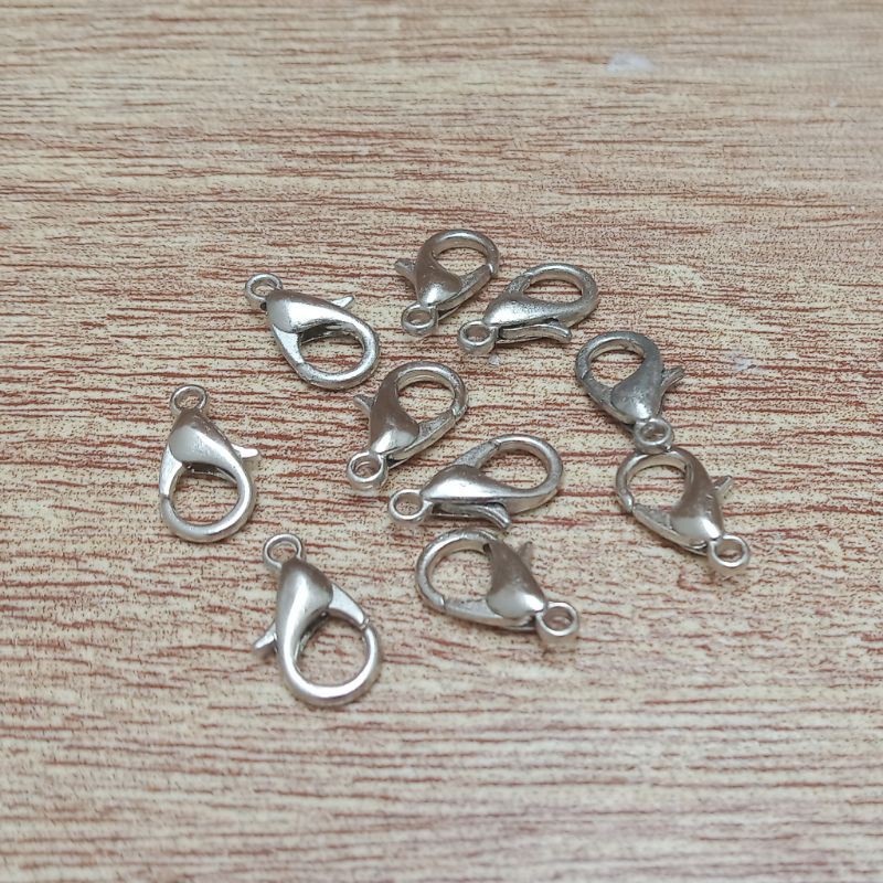 Jual Kait Udang Kokot Pengait Gelang Kalung Silver Rhodium Beadia 12mm 14mm  20pcs 50pcs Accessories