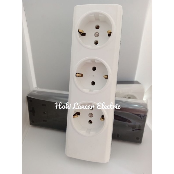 Jual [BROCO] Stop Kontak 3 Lubang Broco White SNI Terminal Kuningan ...