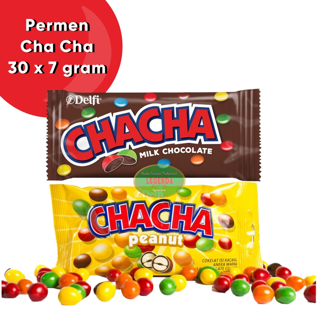 Cha Cha 7 gram 1 renceng isi 30pcs coklat kacang peanut chocolate m m