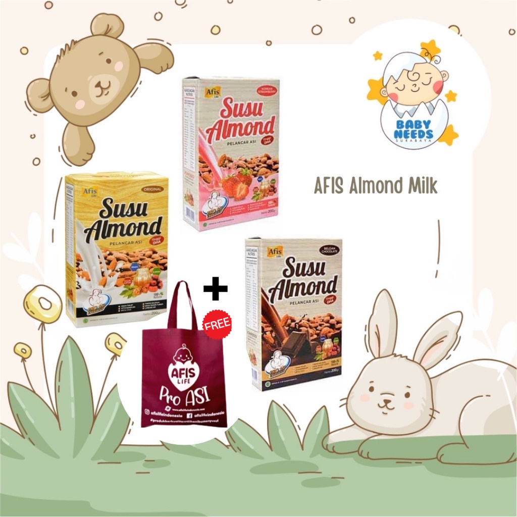 Jual Afis Almond Milk Susu Almond Pelancar Asi Booster Original Korean Strawberry Belgian 8335