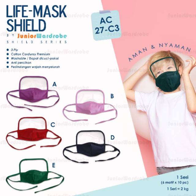 Jual Masker Kain Anak Life Mask Shield Kids Model Tali Hijab | Shopee ...
