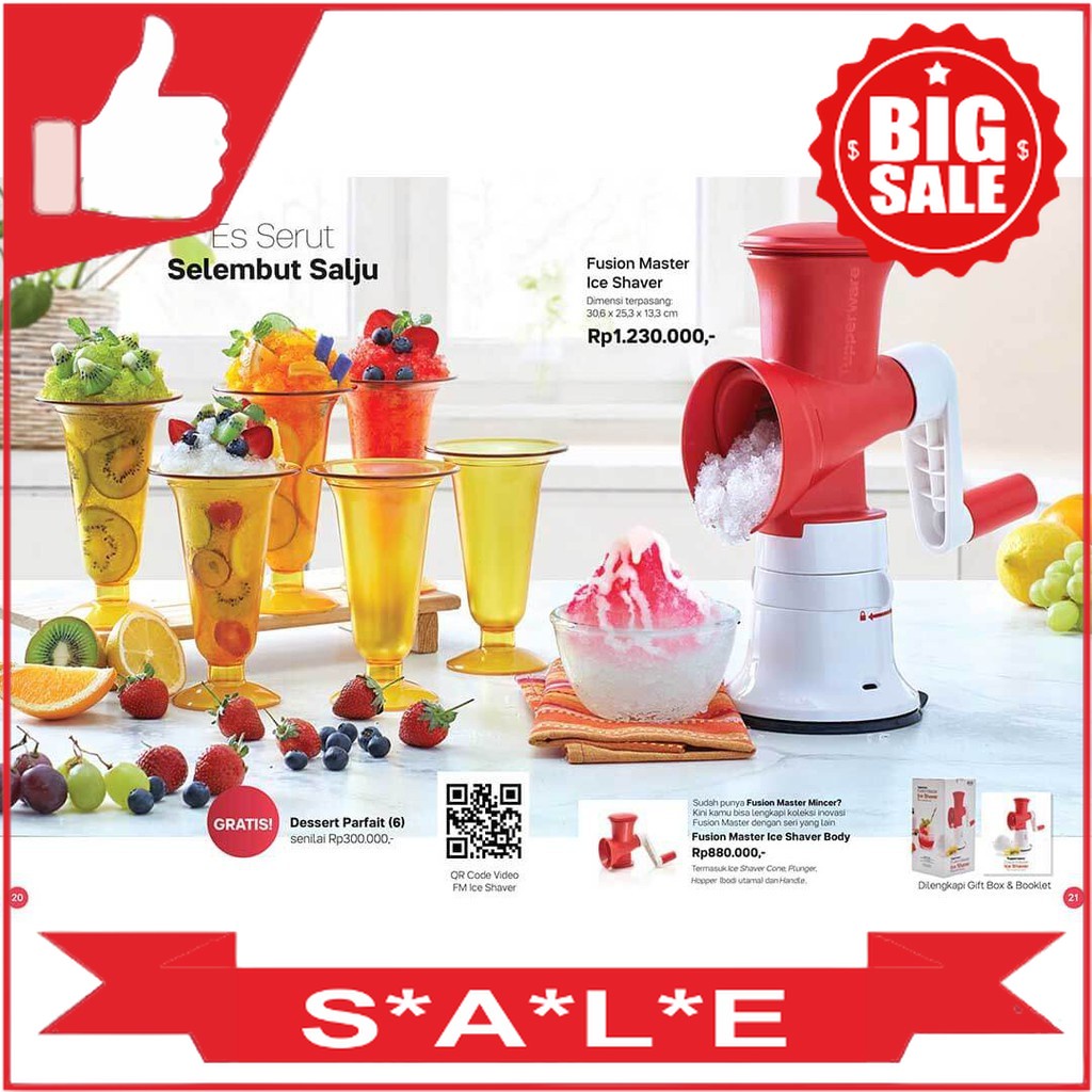 Jual Tupperware Fusion Master Ice Shaver free 6pcs Parfait glass ...