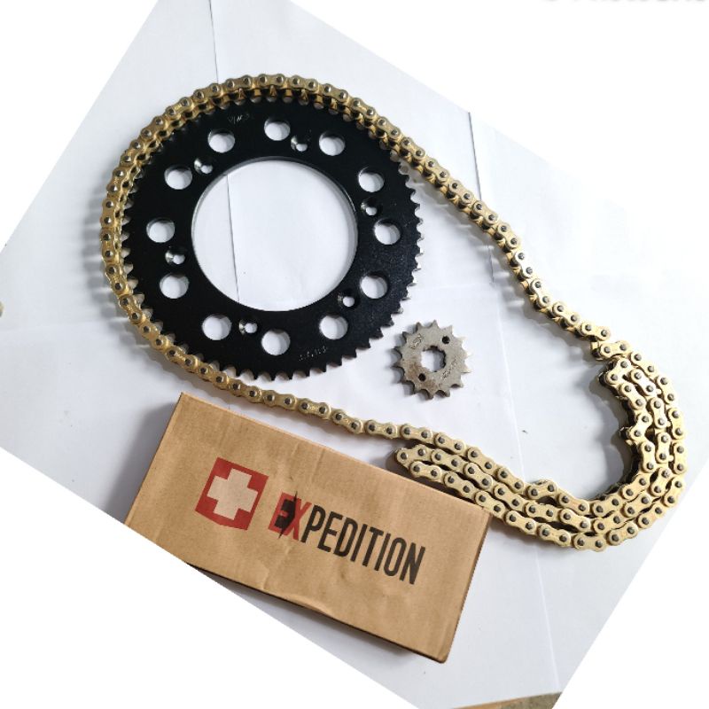 Jual gir gear set klx trabas 55 14t rantai gold expedition satu set pnp