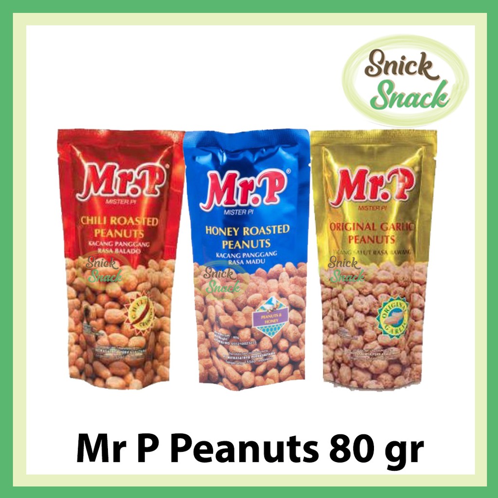 Jual Mr P Snack Kacang Panggang 80 Gr Rasa Madu Bawang Balado Pedas 40