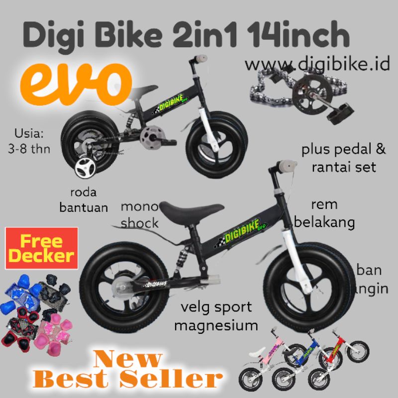 Jual New Digi Bike Evo Balance Bike 14 Inch 2in1 Bisa Pasang Pedal ...