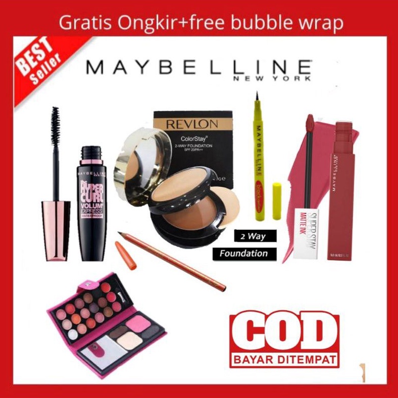 Jual paket kosmetik maybelline / paket kosmetik murah / Bedak revlon 2
