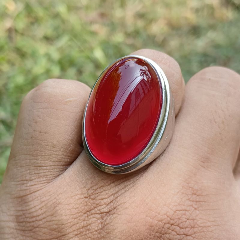 Jual CINCIN BATU AKIK RED BARON NATURAL SIZE JUMBO | Shopee Indonesia