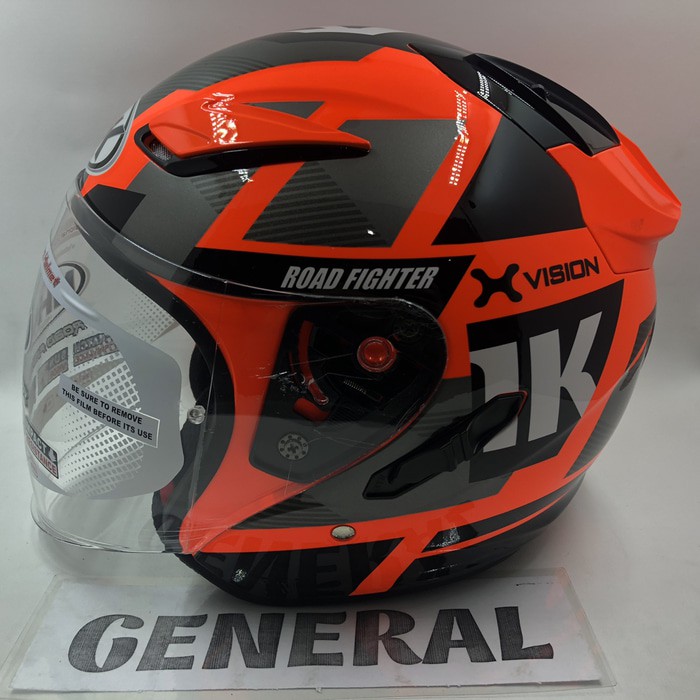 Helm nhk half store face double visor