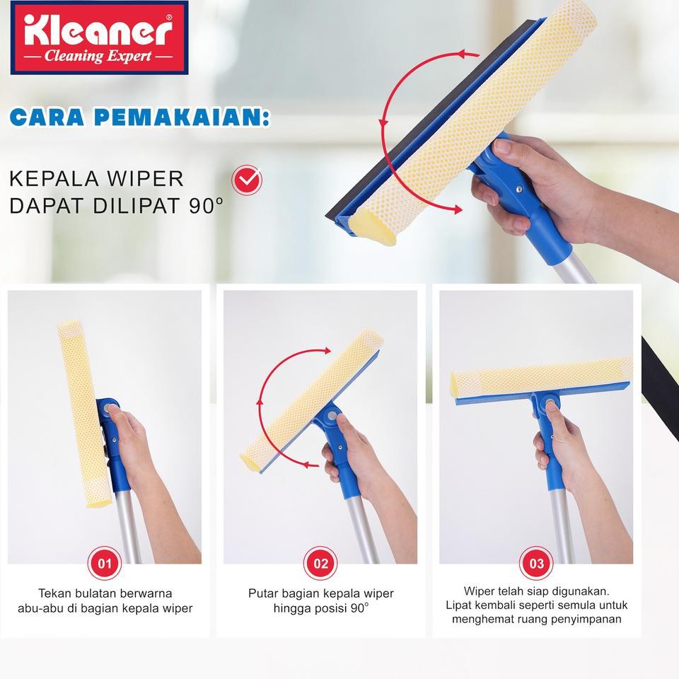 Jual ☣ Kleaner Alat Pembersih Kaca 2 In 1 Wiper Jendela Teleskopik エ