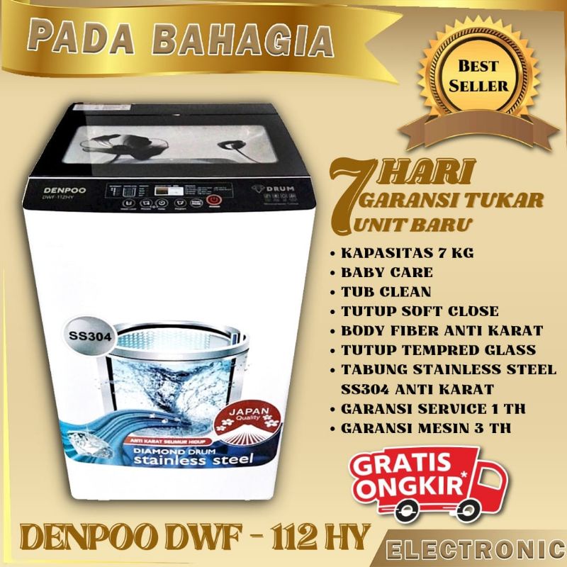 Jual Mesin Cuci 1 Tabung Denpoo Dwf 112 Hy Tempred Glass Shopee Indonesia 0043