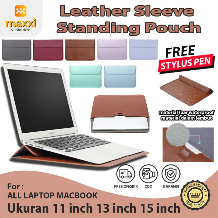 Jual Sleeve Case Leather Stand Macbook Tablet Laptop 11 13 15 inch
