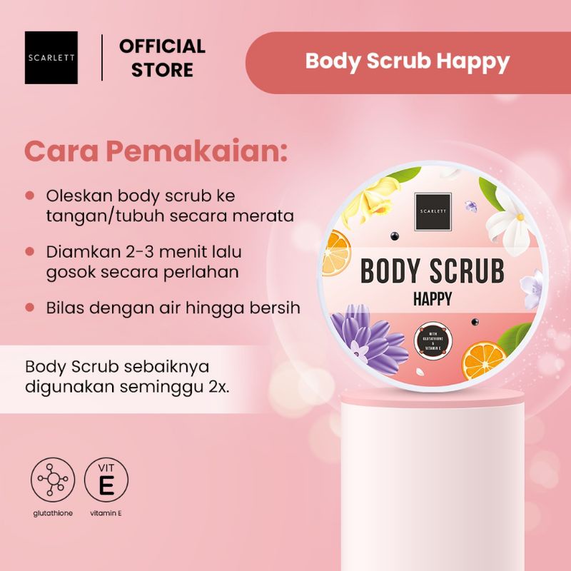 Jual SCARLETT Whitening Happy Series Body Scrub Shower Scrub Body