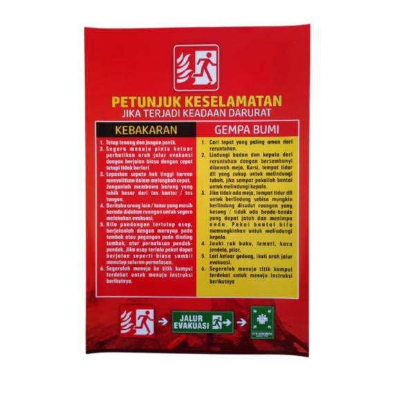 Jual Poster Petunjuk Keselamatan Jika Terjadi Keadaan Darurat Kode 37 ...