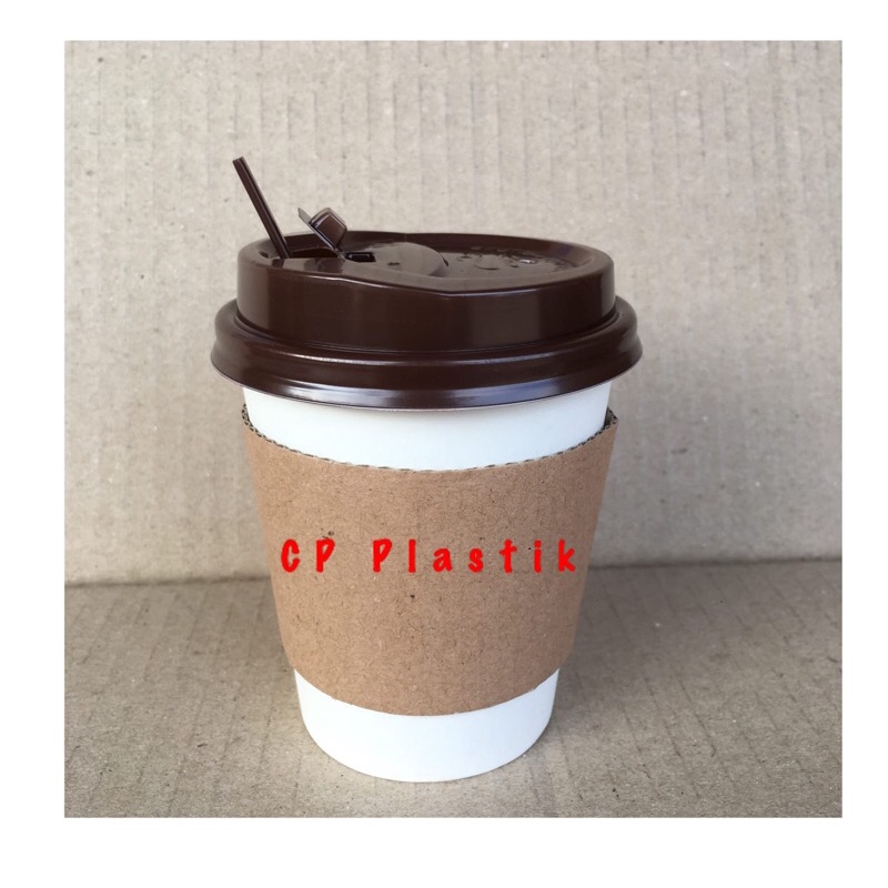 Jual Paper Cup | Gelas Kertas + Lid + Stirrer + Sleeve Uk. 8 oz (isi ...