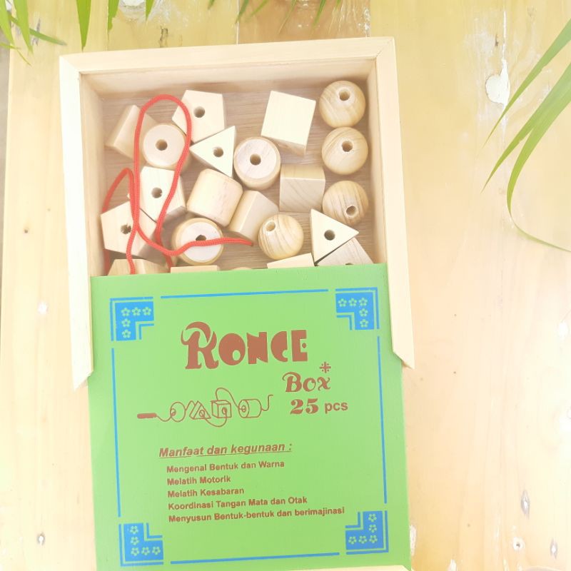Jual nafisah edutoys MERONCE KAYU NATURAL DALAM KOTAK KAYU edukasi ...