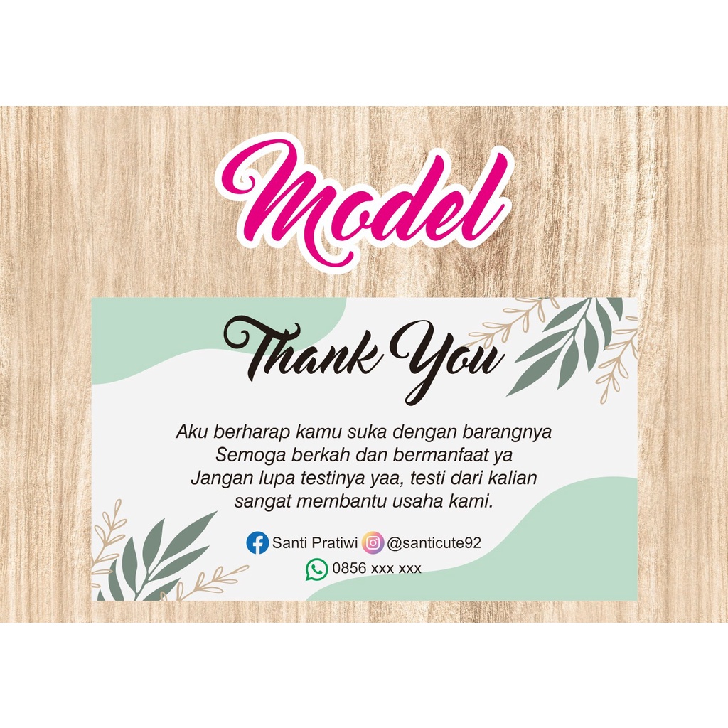 Jual Cetak Kartu Ucapan Online Shop Thanks Card Cetak Greeting Card