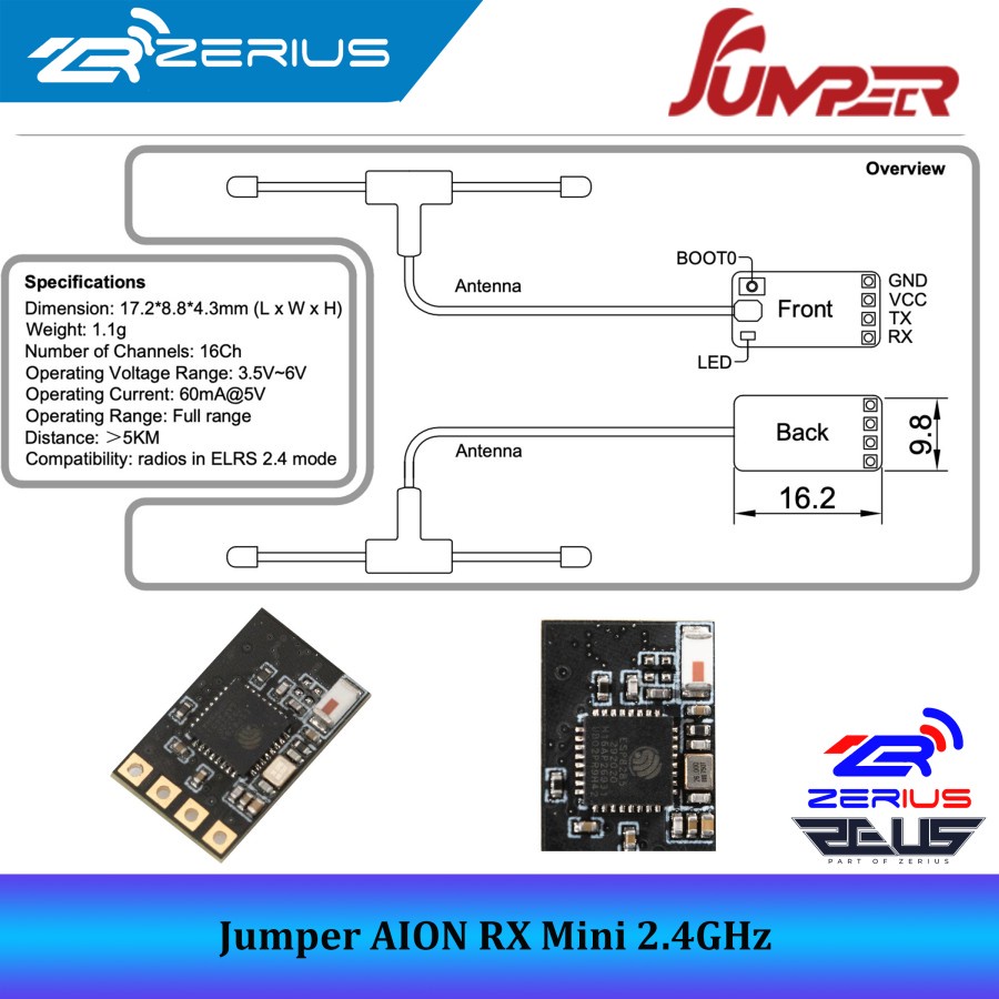 Jual Jumper AION RX Mini ELRS 2.4GHz Long Range Receiver TPro T-Pro ...