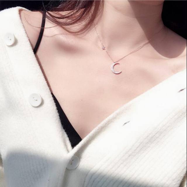 Jual 739 Ls Kalung Wanita Titanium Lapis Emas 18k Model Bulan Langit