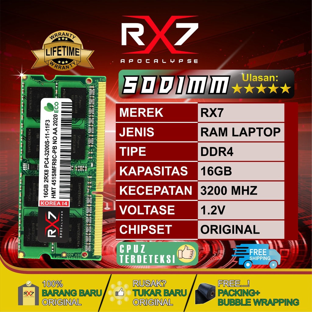 Jual MEMORY RAM RX7 DDR4 16GB 3200 MHz PC 25600 RAM LAPTOP SODIMM ...