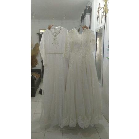 Jual Gaun pengantin warna putih tulang | Shopee Indonesia
