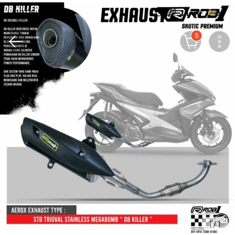 Jual Knalpot ROB1 Racing aerox trioval std racing ss | Shopee Indonesia