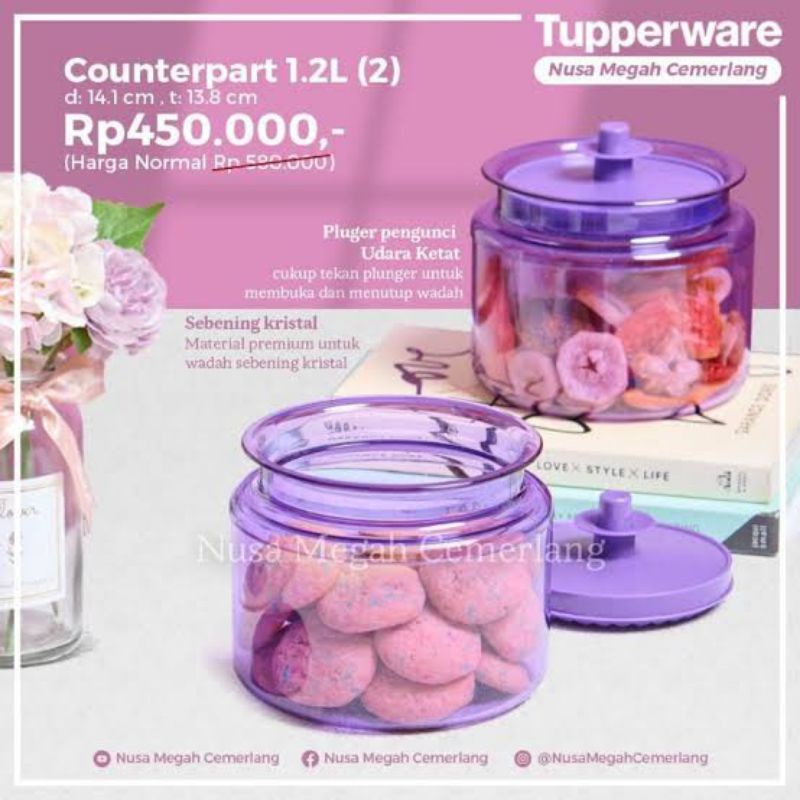 Jual Tupperware counterpart 1,2 L toples kristal conter part | Shopee ...