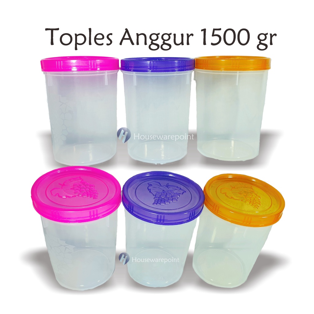 Jual 6 Pcs Toples Plastik Drat 1500 Gr Toples Anggur Toples Plastik Putar Anggur 1500gr 0345