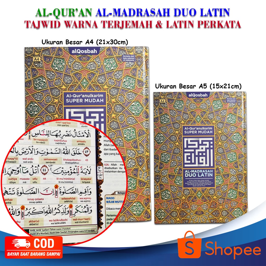 Jual Alquran Al Madrasah Duo Latin A4 & Al Quran A4 Hafazan Perkata ...