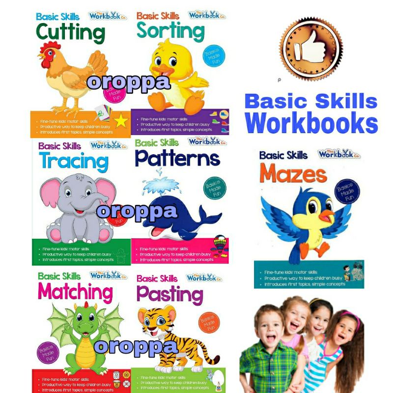 Jual Basic Skills Workbook Mazes Sorting Patterns Cutting Matching ...