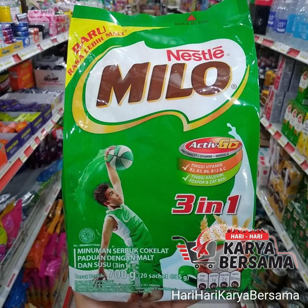 Jual Nestle Milo 3 In 1 Activ Go Minuman Bubuk Coklat 700gr Shopee