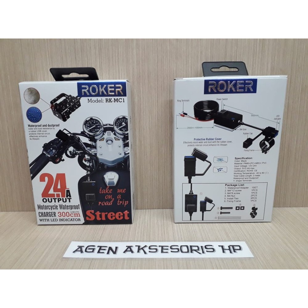 Jual Charger Motor ROKER STREET 2.4A Waterproof with LED Indicator ...