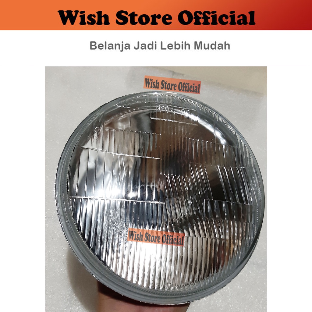 Jual HEADLAMP LAMPU BESAR DEPAN HEAD LAMP UTAMA Universal Motor Mobil Bulat 7" inch Standart