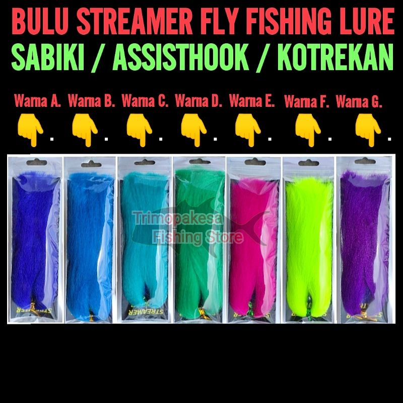 Jual Bulu Streamer Fly Fishing Lure / Bulu Assisthook / Bulu Sabiki / Bulu  Kotrekan