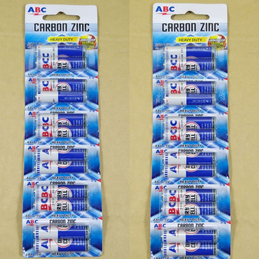 Jual BATERAI ABC BIRU AAA A3 R03 carbonzinc Batrai 1,5 VOLT | Shopee ...