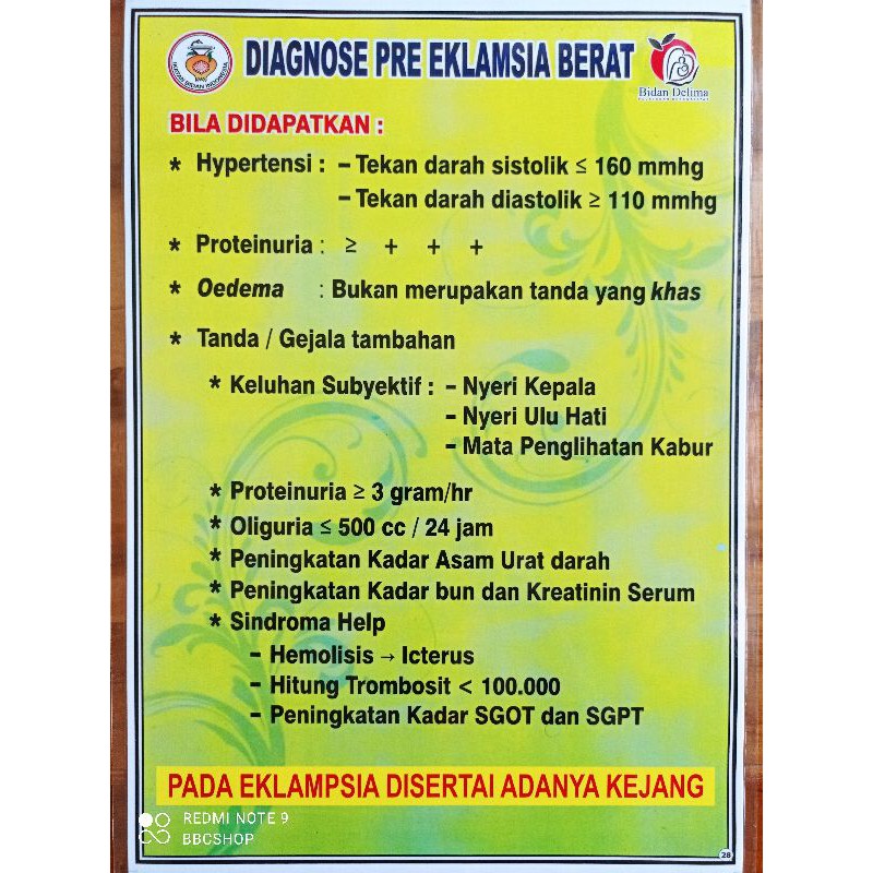 Jual 28 Poster Diagnose Pre Eklamsia Berat Shopee Indonesia