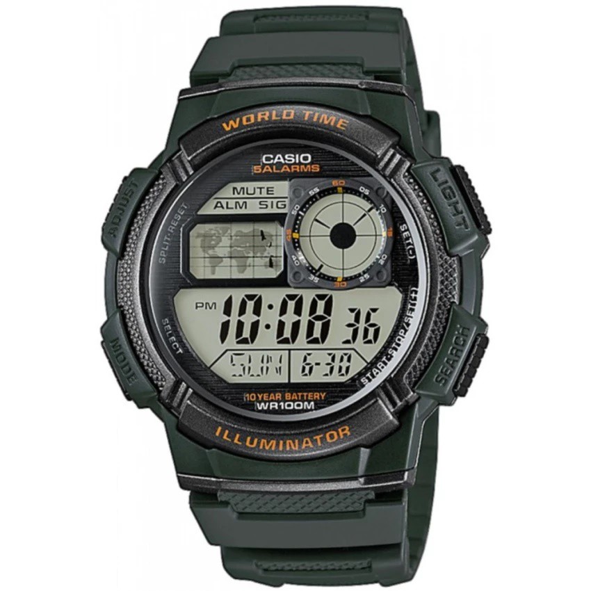 Jual Casio Original AE 1000W 3A Jam Tangan Pria Digital Karet Hijau Shopee Indonesia