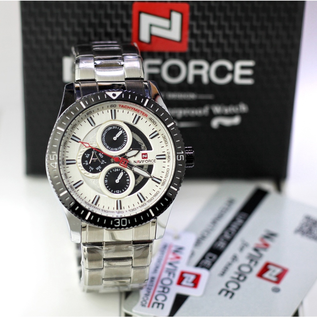 Jual naviforce 9140 jam tangan pria original rantai stainless chrono aktif Shopee Indonesia