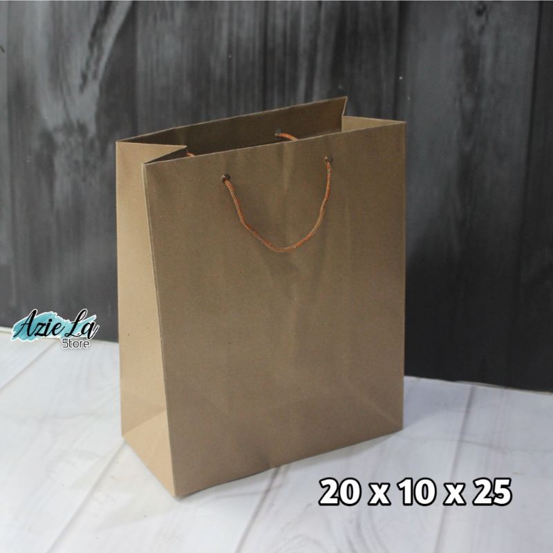 Jual Paper Bag Polos Ukuran 20x10x25 Tas Kertas Coklat / Paper Bag ...