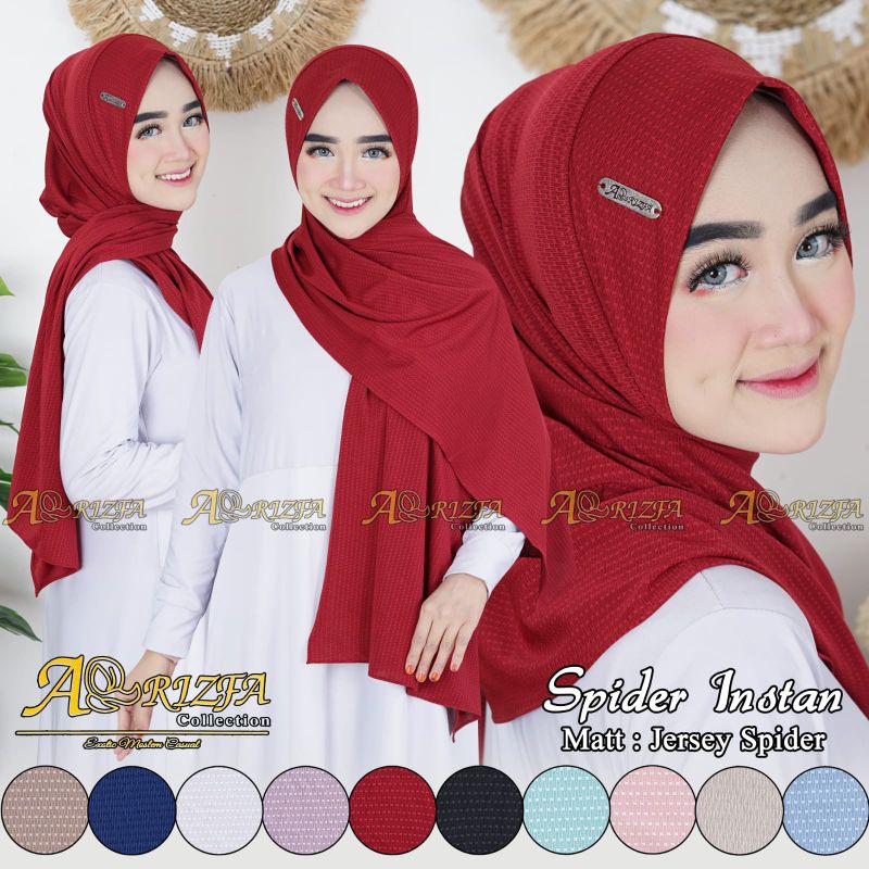 Jual Ori Arizfa Nurie Hijab Pasmina Instant Malay Motif Spider Premium