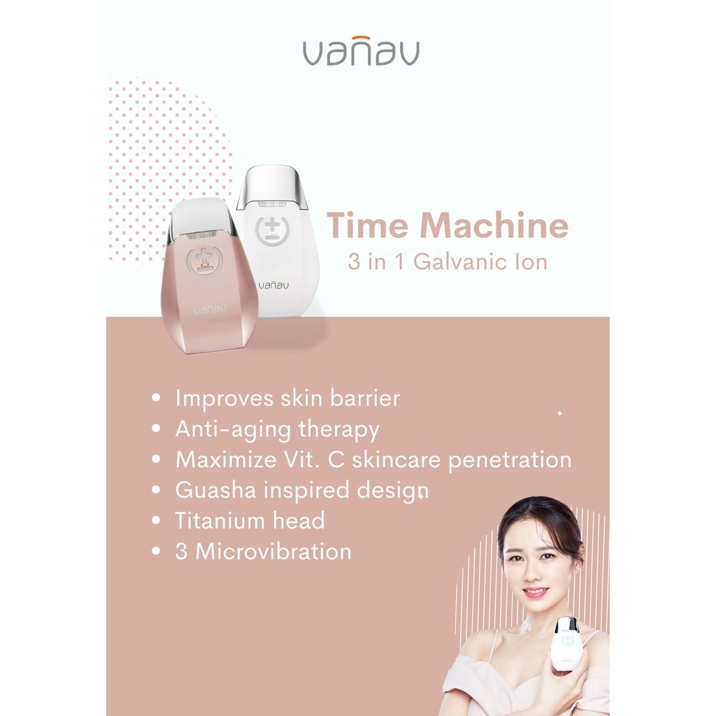 Appareil De Massage Facial Galvanique VANAV Time Machine - Portable, Rose, Anti-rides, 1 An Garantie