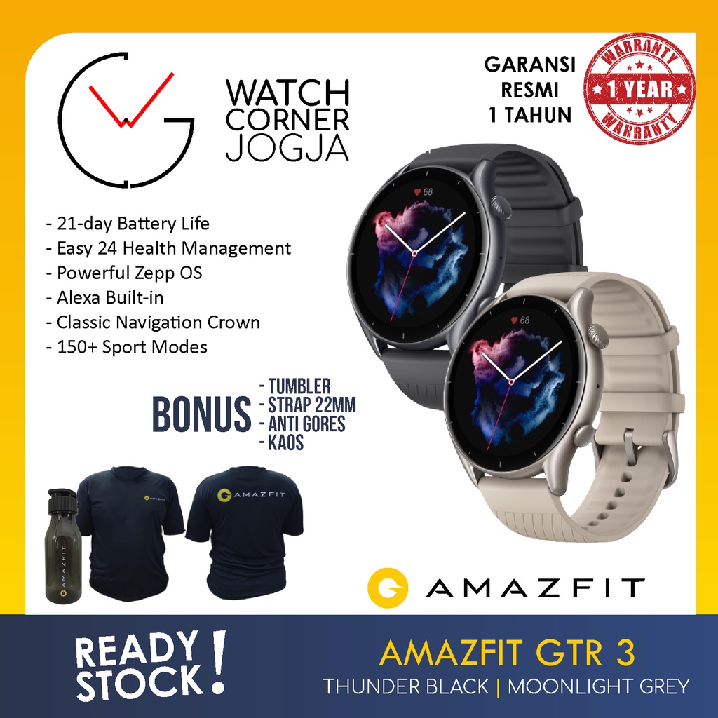 Jual Amazfit GTR 3 AMOLED ORIGINAL Smartwatch SpO2 60 FPS Refresh Rate ...
