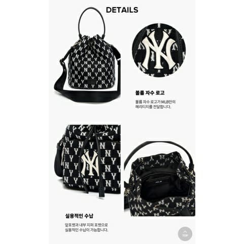 Mlb black bucket bag monogram tas