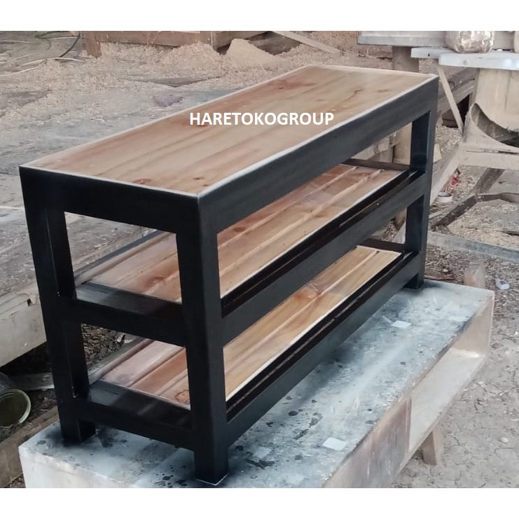 Jual RAK BANGKU SEPATU 60X30X45CM TIANG DICAT WARNA HITAM | Shopee ...