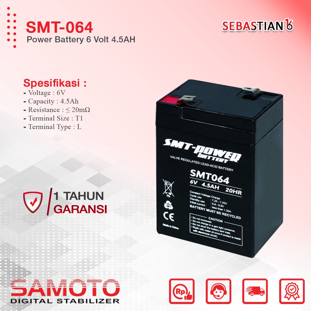 Jual Battery Lampu Emergency Aki Kering Baterai Samoto Battery UPS SMT ...