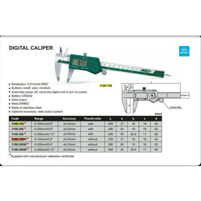 Jual Insize 1108-200 Sigmat Digital Caliper 8 inch | Shopee Indonesia