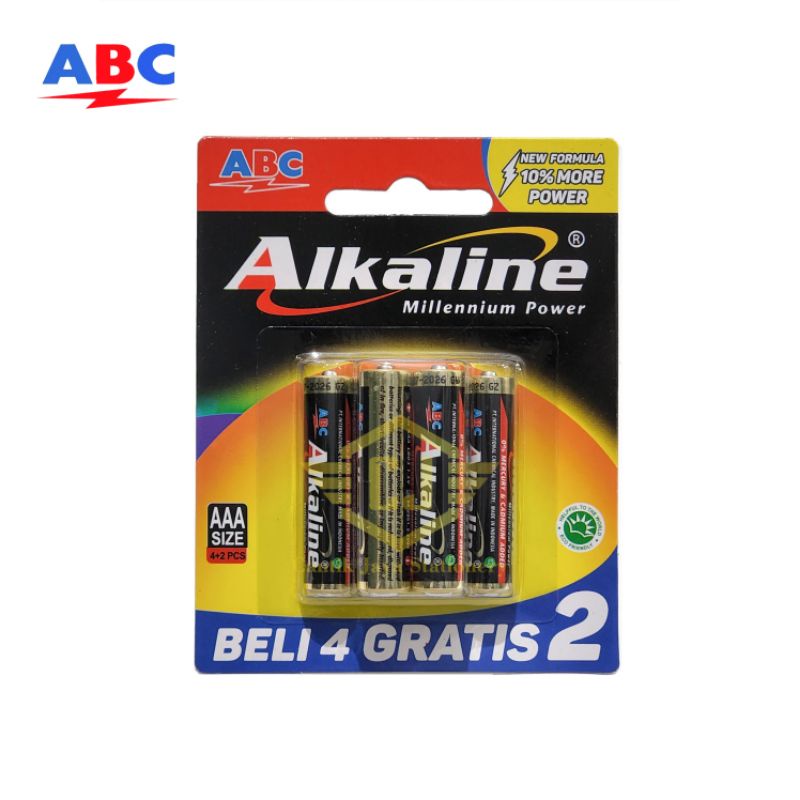 Jual Baterai Battery Abc Alkaline Aaa Lr03 (4+2) 