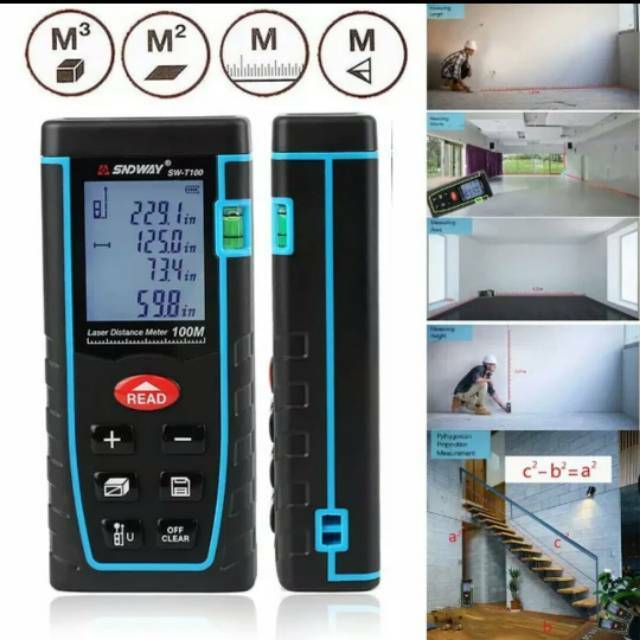 Jual Meteran laser Digital LCD SNDWAY 100m 100 meter | Shopee Indonesia