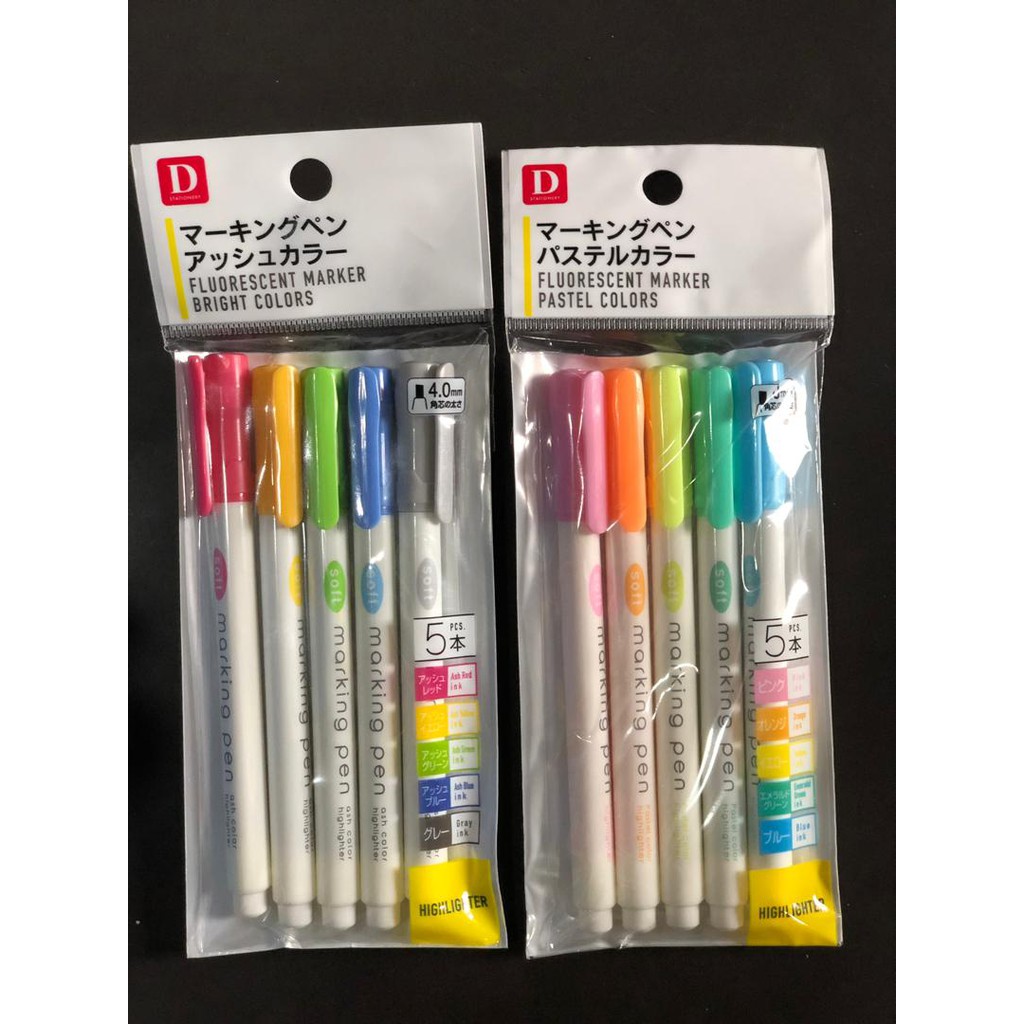 Jual Daiso Fluorescent Marker Highlighter Pastel Bright Colors PasteL